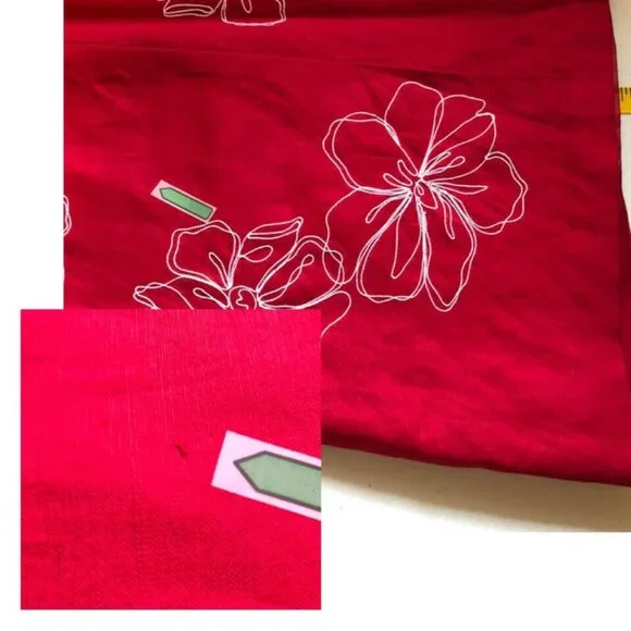 Talbots Dress Womens Size 4 Linen Blend Asian Floral Short Sleeve Lined Red Whit - Picture 11 of 11